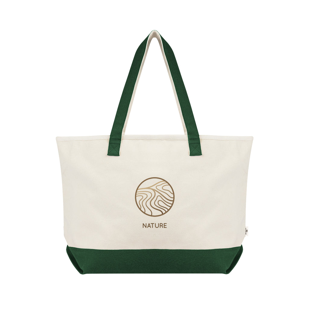 Starboard Tote Bag in Recycled Cotton Canvas, Large - Forest Green - Colorbrite
