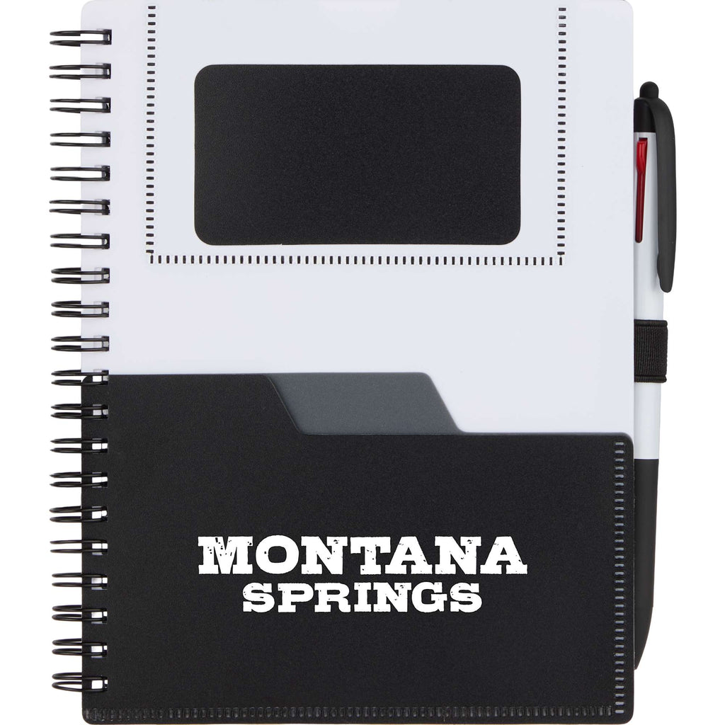 Stash Spiral Notebook with Two Pockets, 5 x 7 Inches - Black - Front