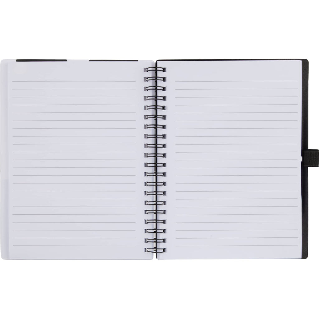 Stash Spiral Notebook with Two Pockets, 5 x 7 Inches - Black - Open