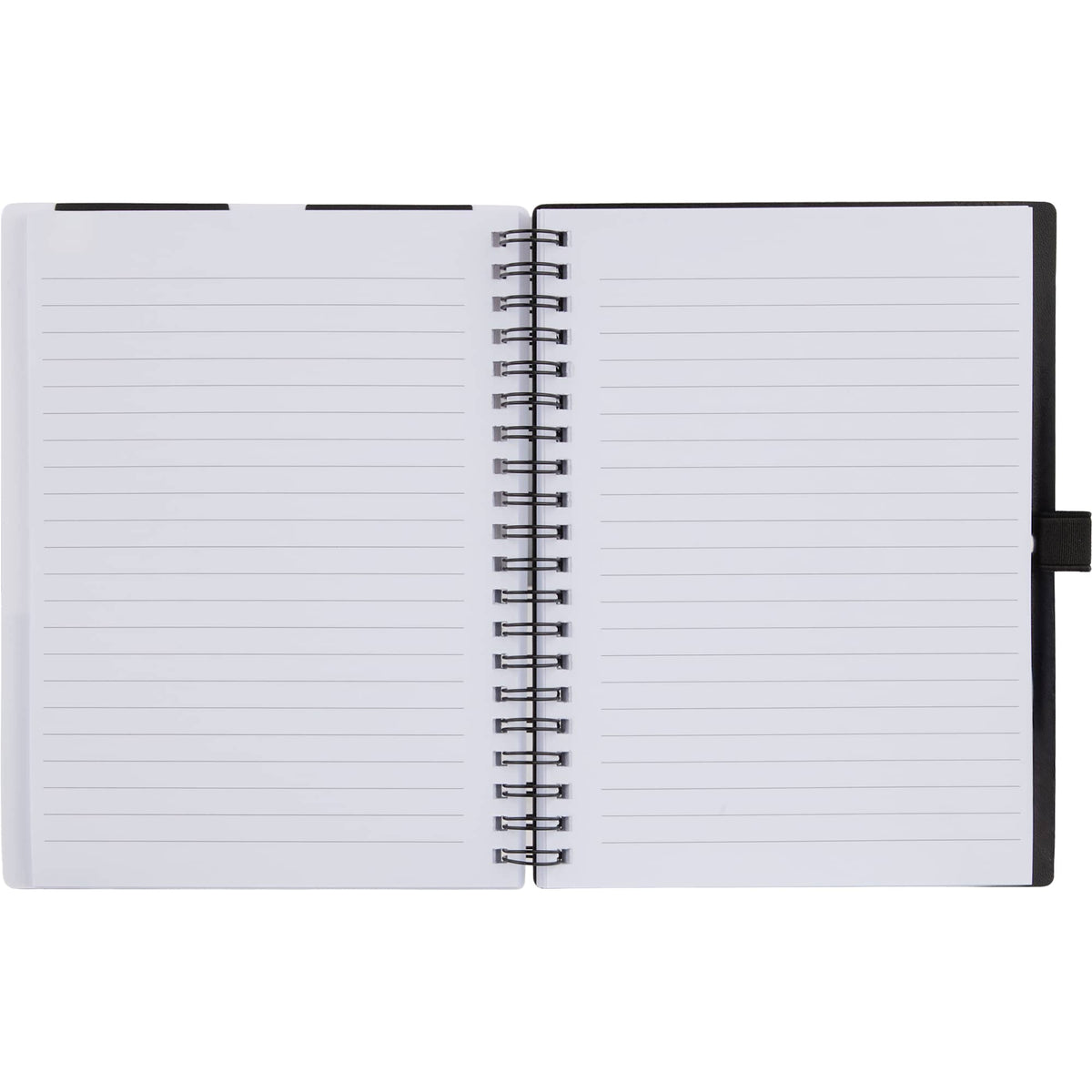 Stash Spiral Notebook with Two Pockets, 5 x 7 Inches - Black - Open