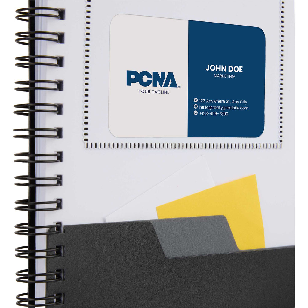 Stash Spiral Notebook with Two Pockets, 5 x 7 Inches - Black - Propped
