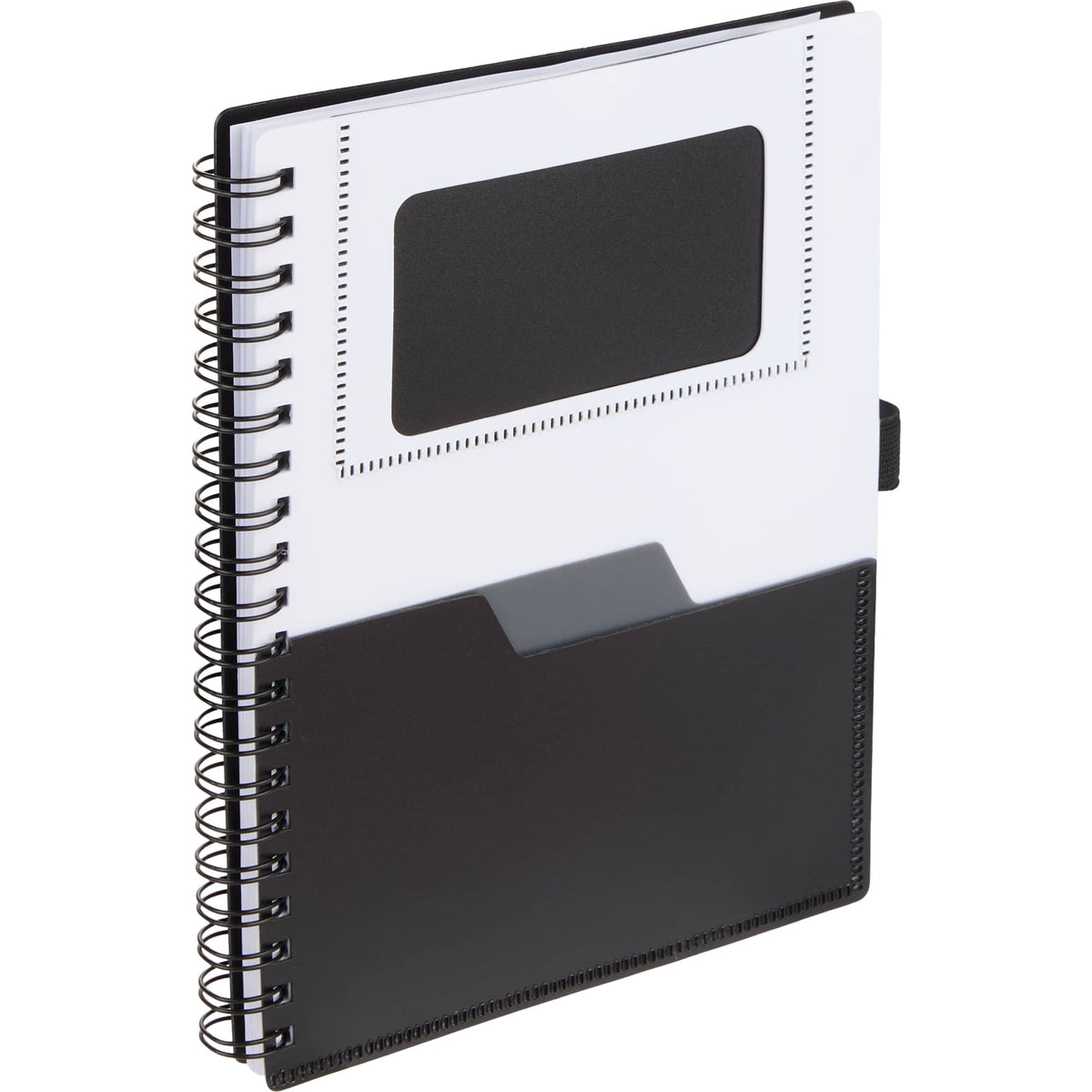 Stash Spiral Notebook with Two Pockets, 5 x 7 Inches - Black - Right Angle