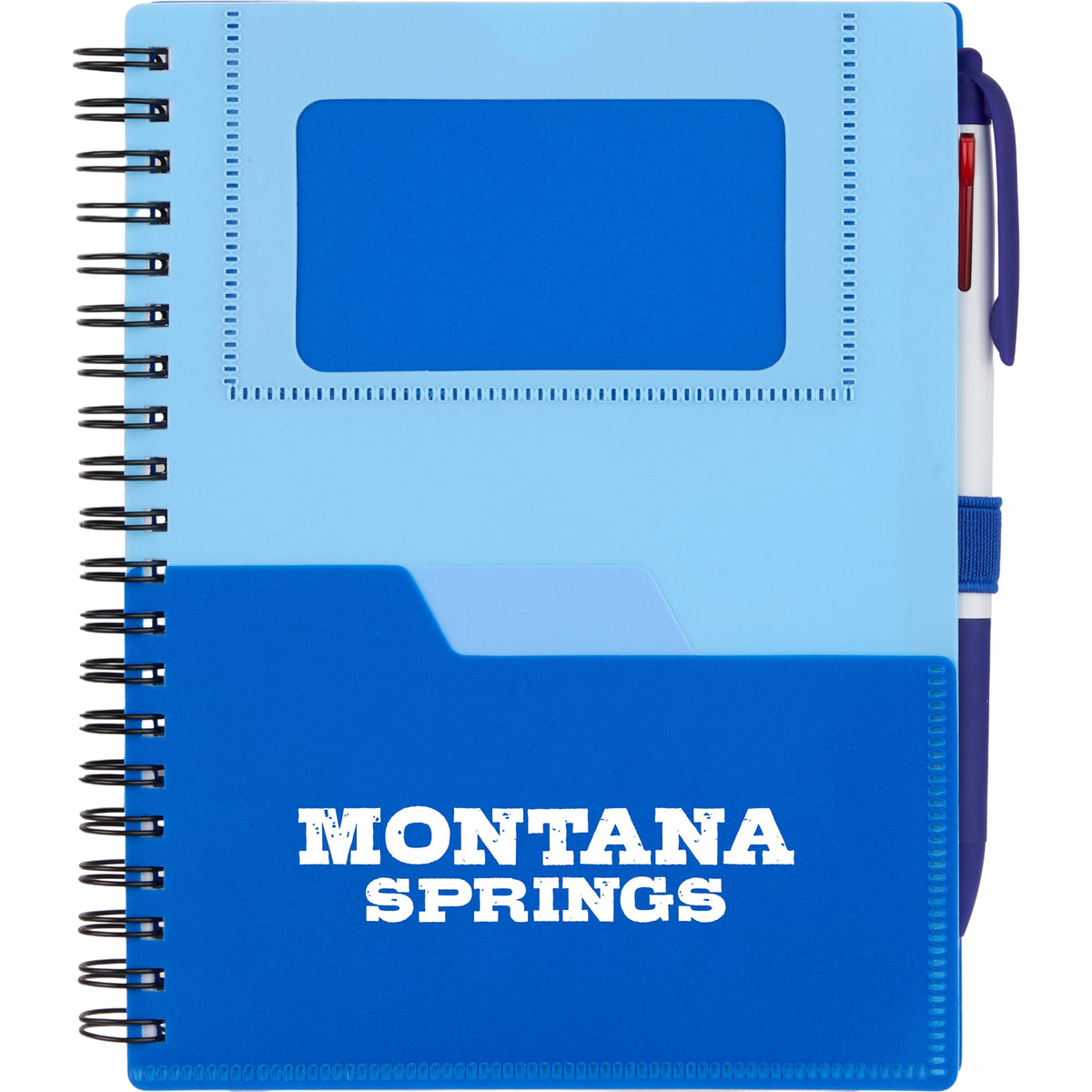 Stash Spiral Notebook with Two Pockets, 5 x 7 Inches - Blue - Front