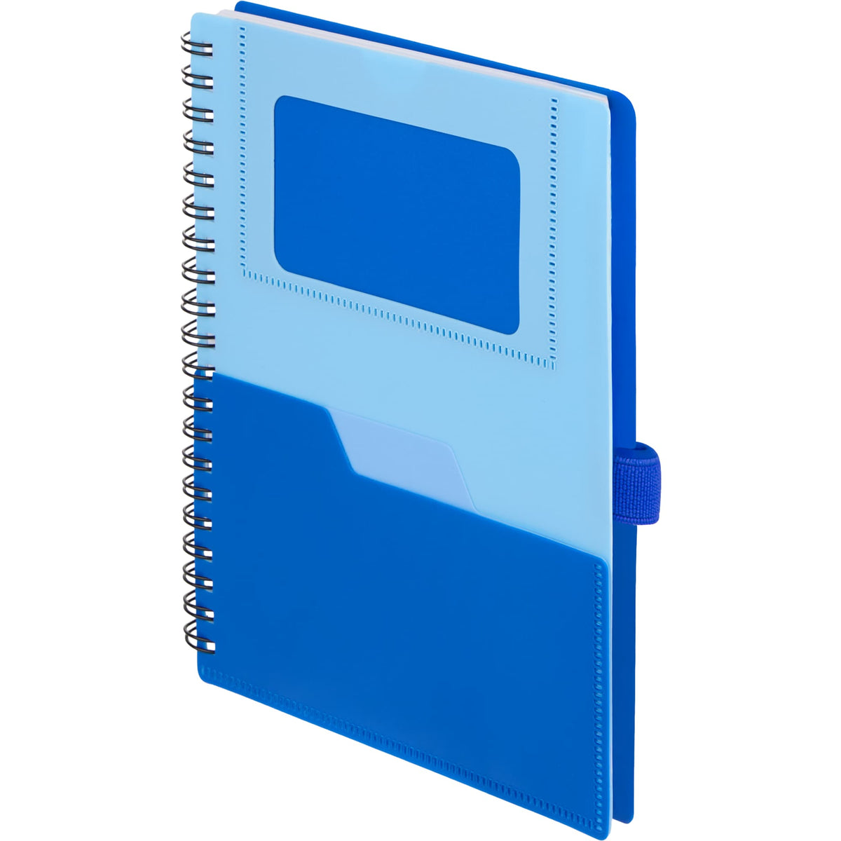 Stash Spiral Notebook with Two Pockets, 5 x 7 Inches - Blue - Left Angle