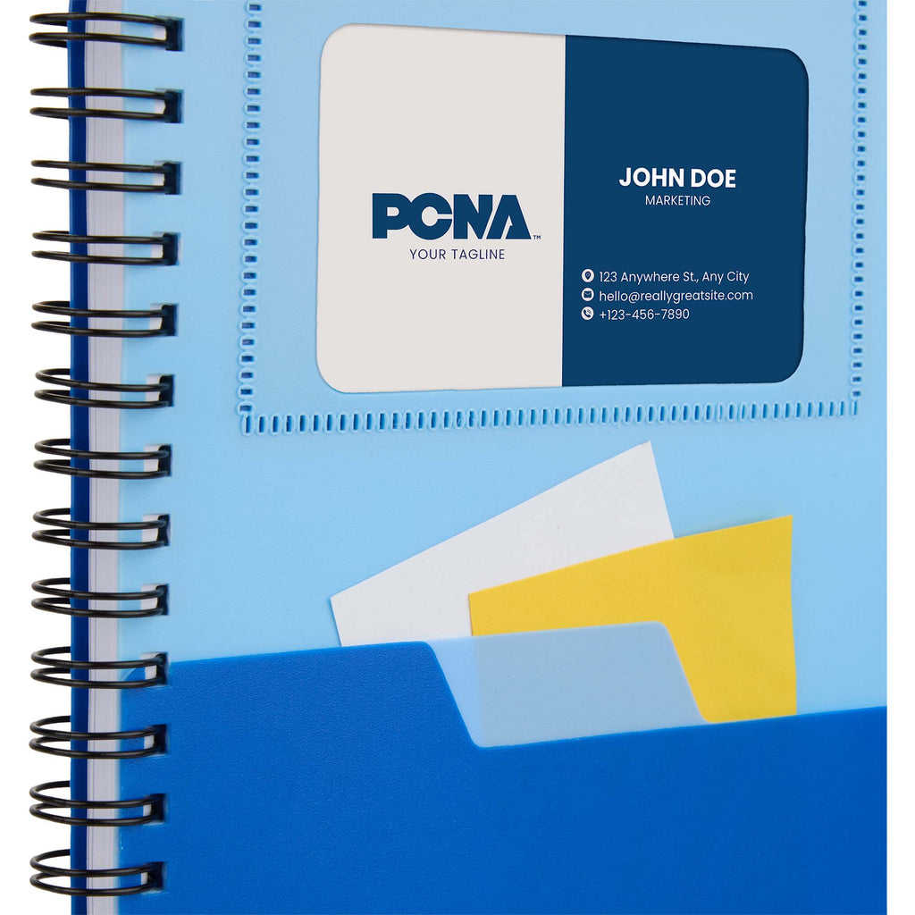 Stash Spiral Notebook with Two Pockets, 5 x 7 Inches - Blue - Propped