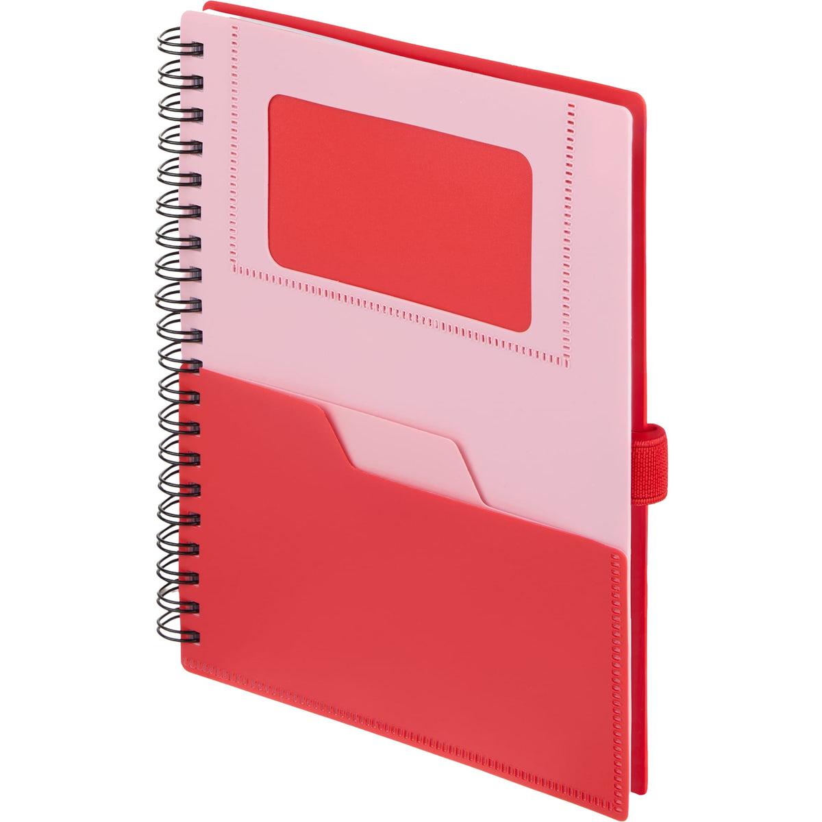 Stash Spiral Notebook with Two Pockets, 5 x 7 Inches - Red - Left Angle