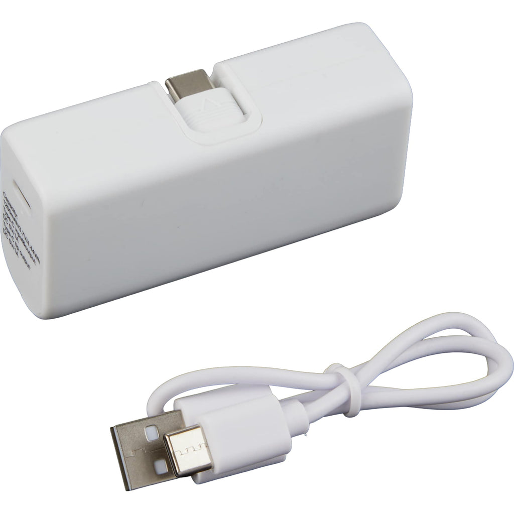 Stay Powered Mini Power Bank with USB-C Tip, 1,200 mAh Full Color - White - Detail 2