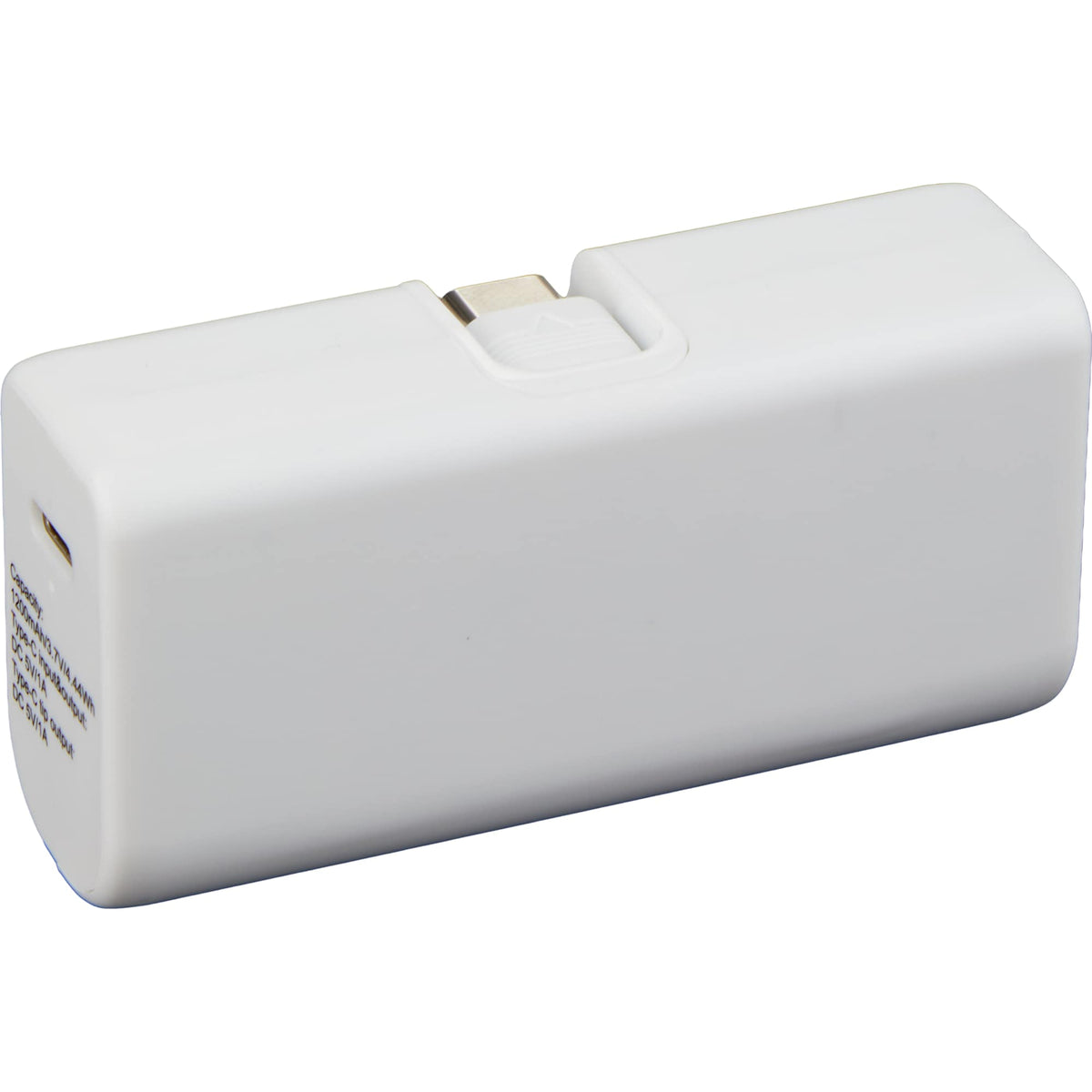 Stay Powered Mini Power Bank with USB-C Tip, 1,200 mAh Full Color - White - Right Angle