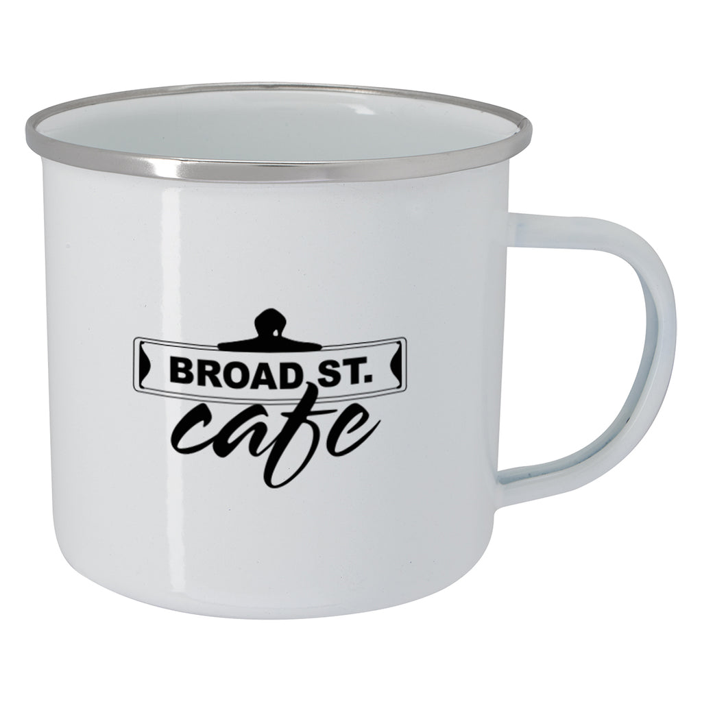 Steel Campfire Mug, 16 oz - White - Silk Screen