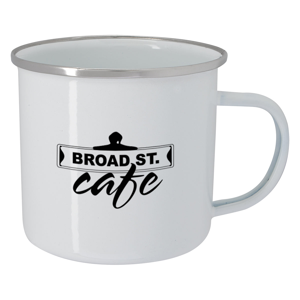 Steel Campfire Mug, 16 oz - White - Silk Screen