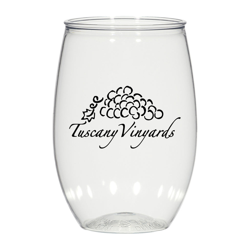 Stemless Wine Glass, 16 oz - Clear - Silk Screen