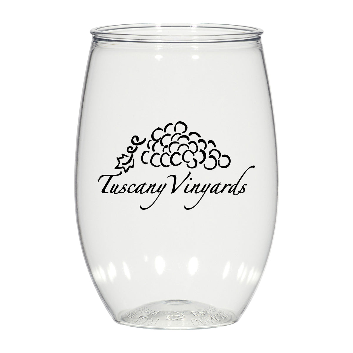 Stemless Wine Glass, 16 oz - Clear - Silk Screen
