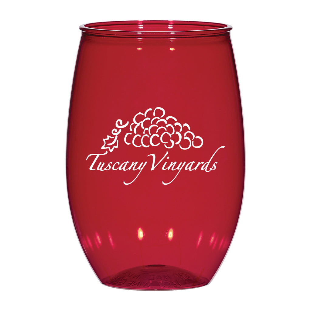 Stemless Wine Glass, 16 oz - Red - Silk Screen