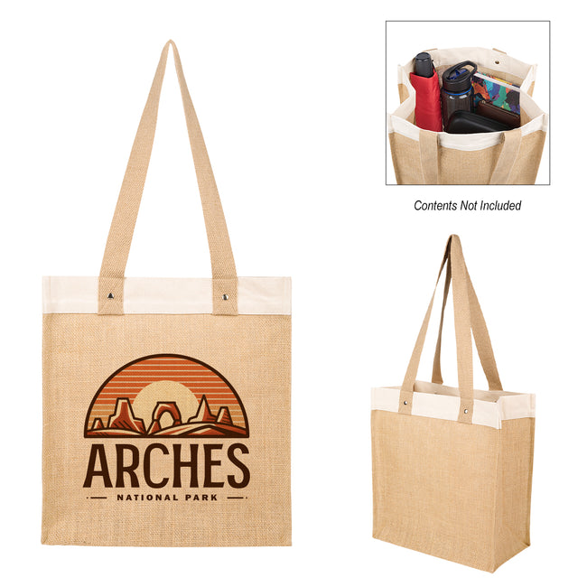 Stephen Recycled Cotton and Jute Tote Bag, 12 oz