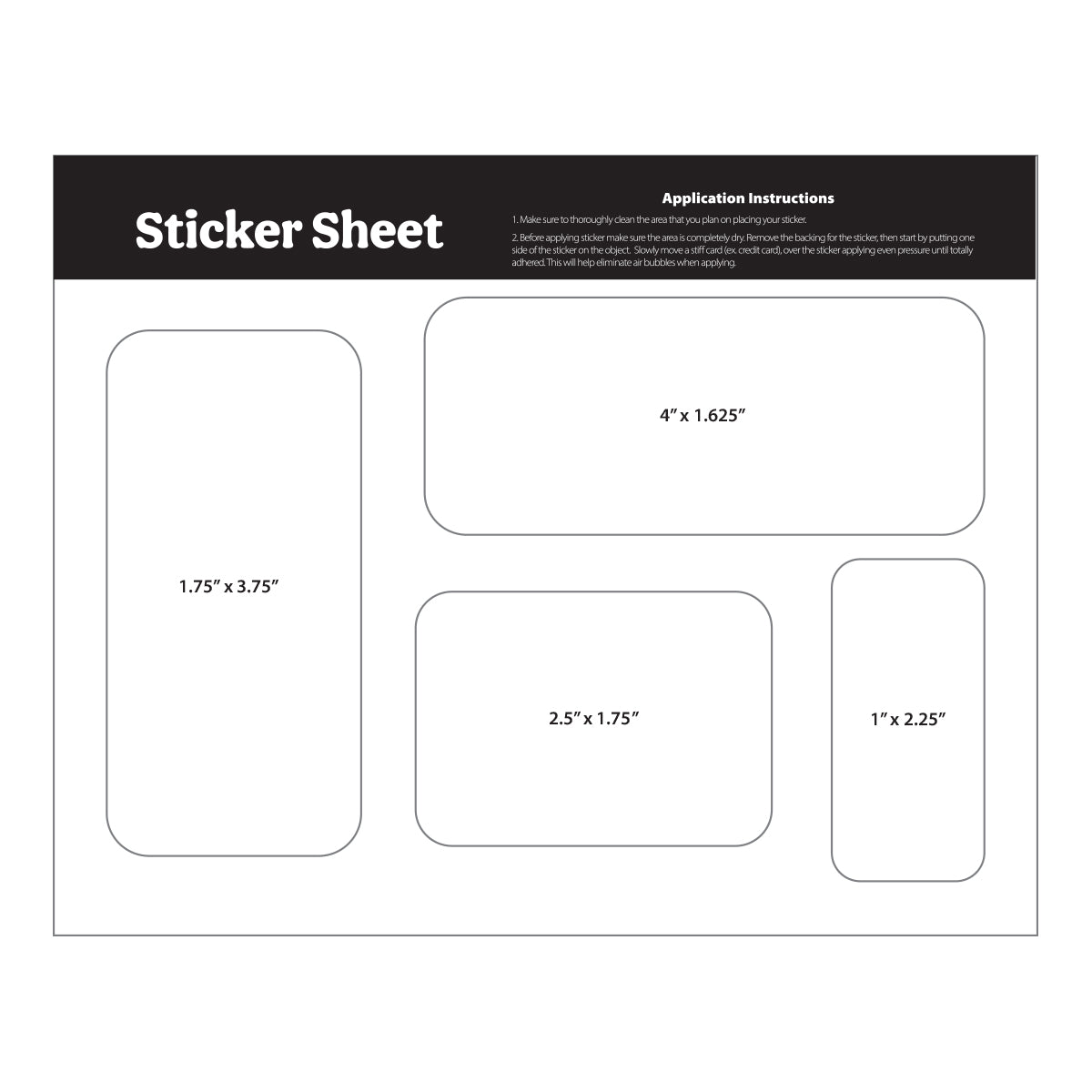 Sticker Sheet in Stock Shapes, 5.5 x 7 Inches - White - Rectangles_Blank