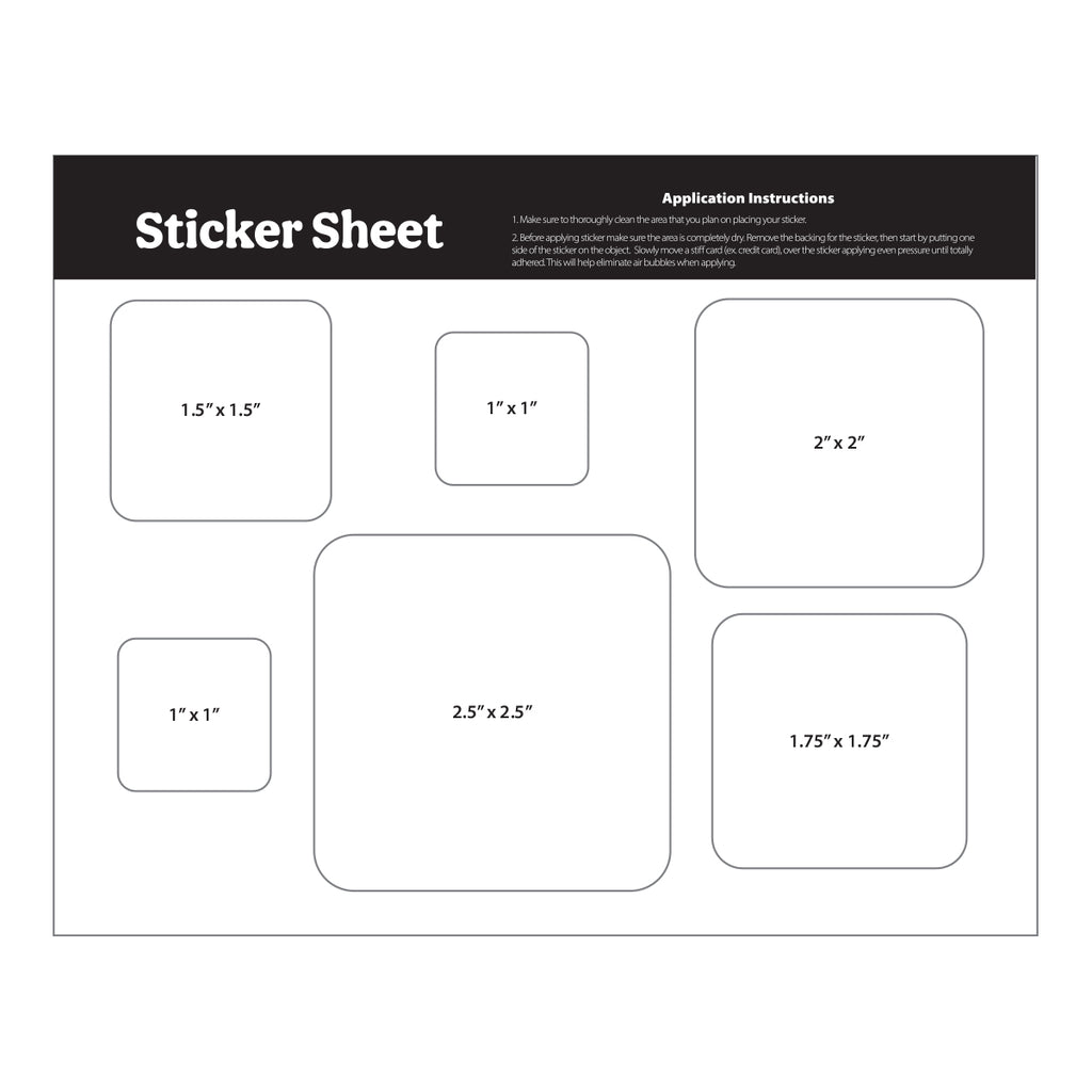 Sticker Sheet in Stock Shapes, 5.5 x 7 Inches - White - Squares_Blank