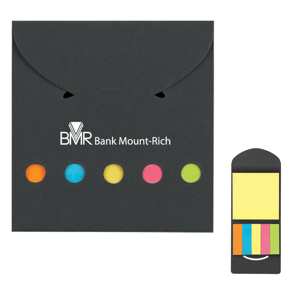 Sticky Notes and Flags in a Pocket Case - Black - Silk Screen