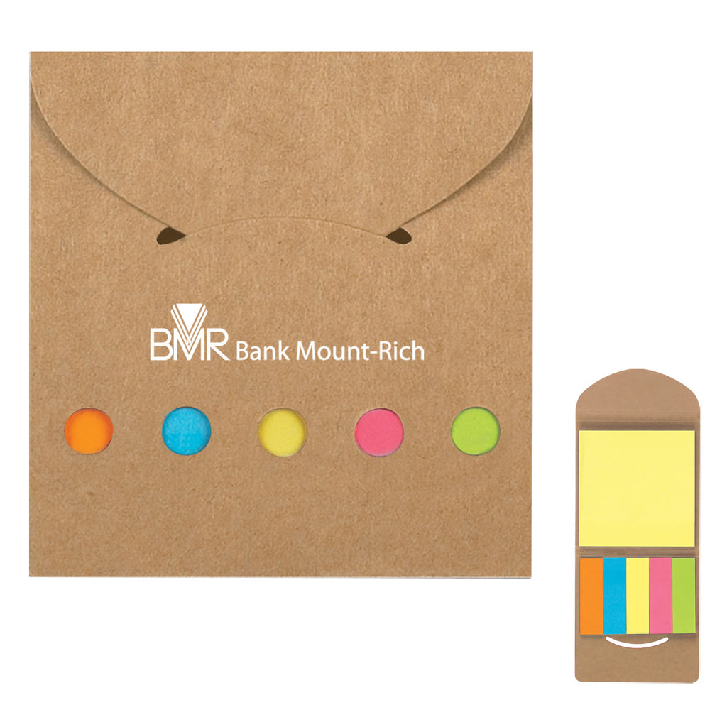 Sticky Notes and Flags in a Pocket Case - Natural - Silk Screen