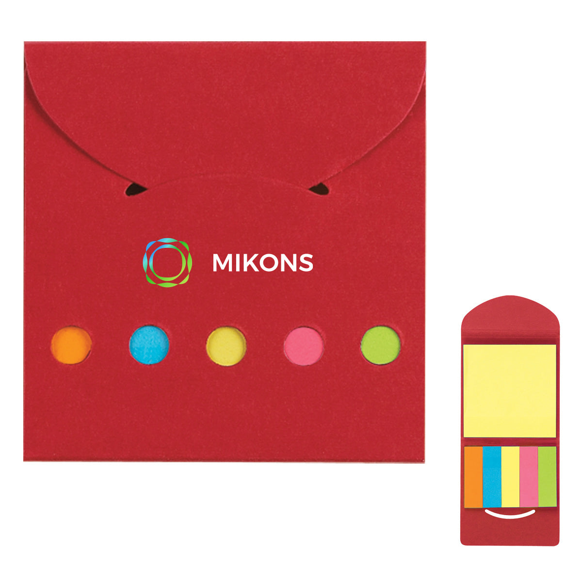 Sticky Notes and Flags in a Pocket Case - Red - Full Color