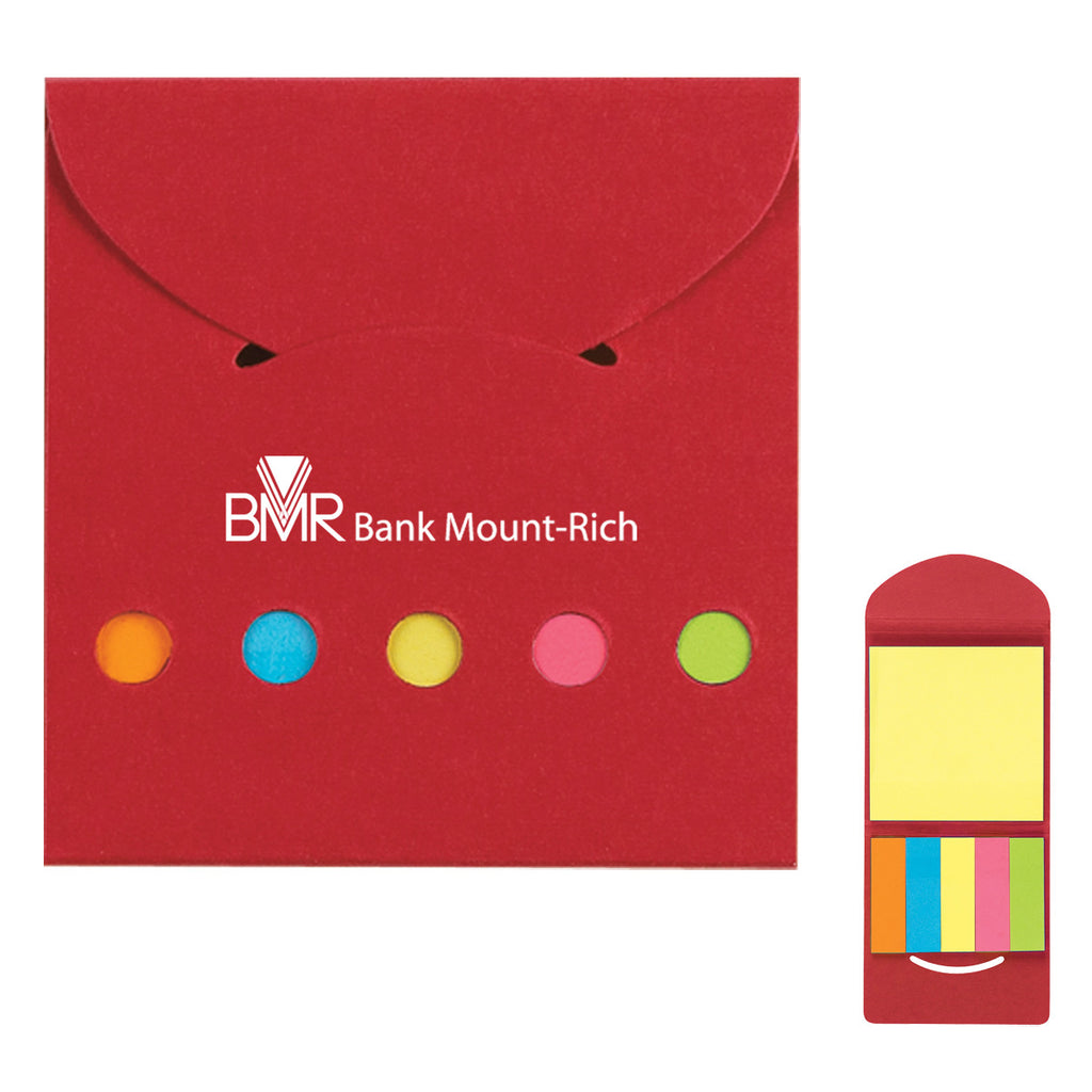 Sticky Notes and Flags in a Pocket Case - Red - Silk Screen