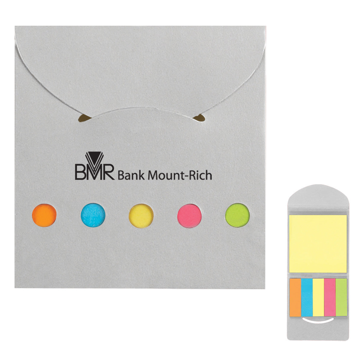 Sticky Notes and Flags in a Pocket Case - Silver - Silk Screen