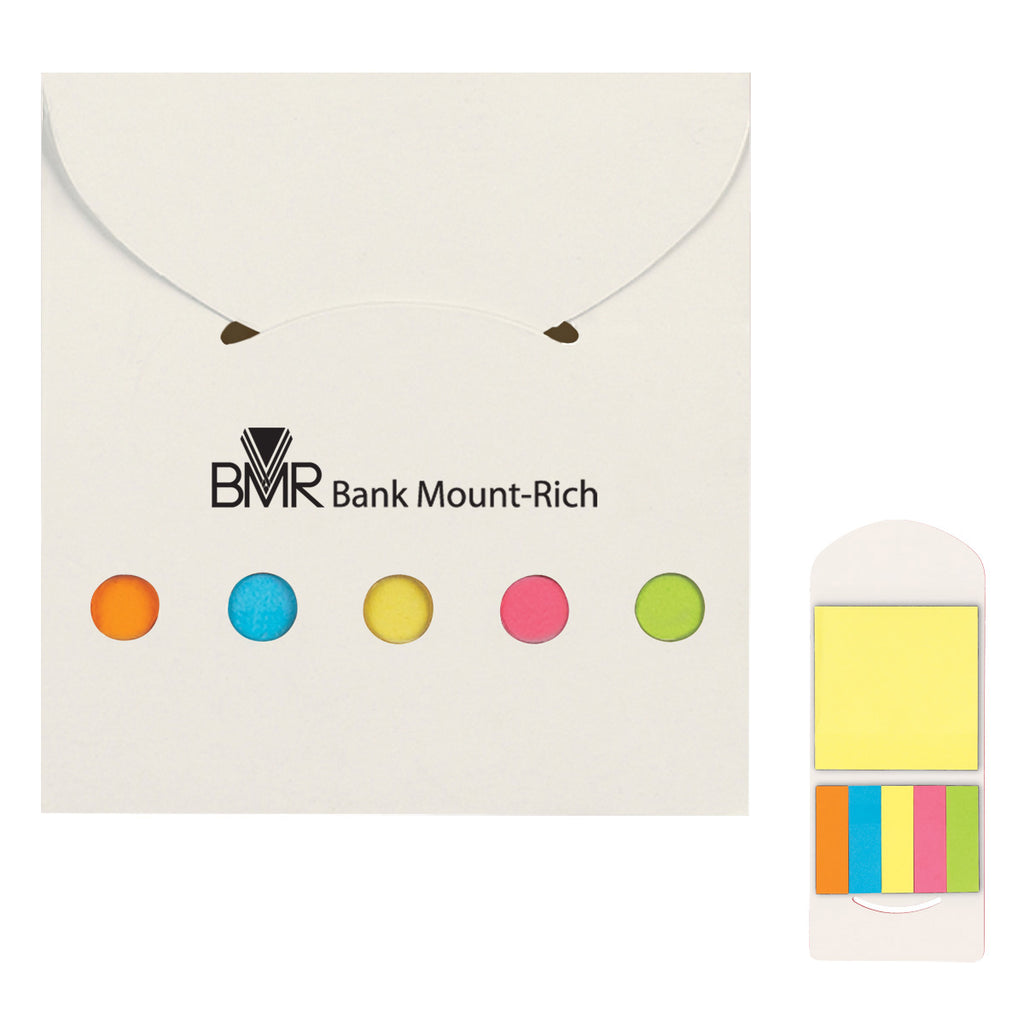 Sticky Notes and Flags in a Pocket Case - White - Silk Screen