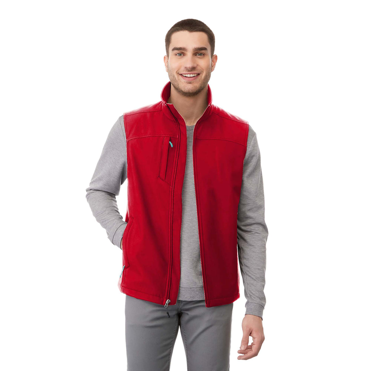 Stinson Softshell Vest for Men Laser Engraving - Team Red - Front On Model