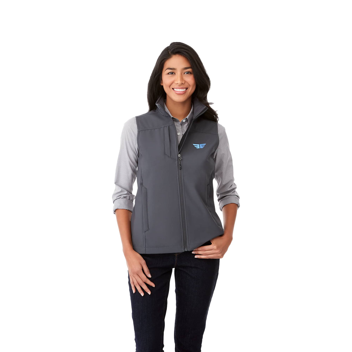 Stinson Softshell Vest for Women Transfer - Grey Storm - Front On Model