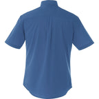 Stirling Short Sleeve Twill Work Shirt for Tall Men Embroidery - Blue - Back Flat