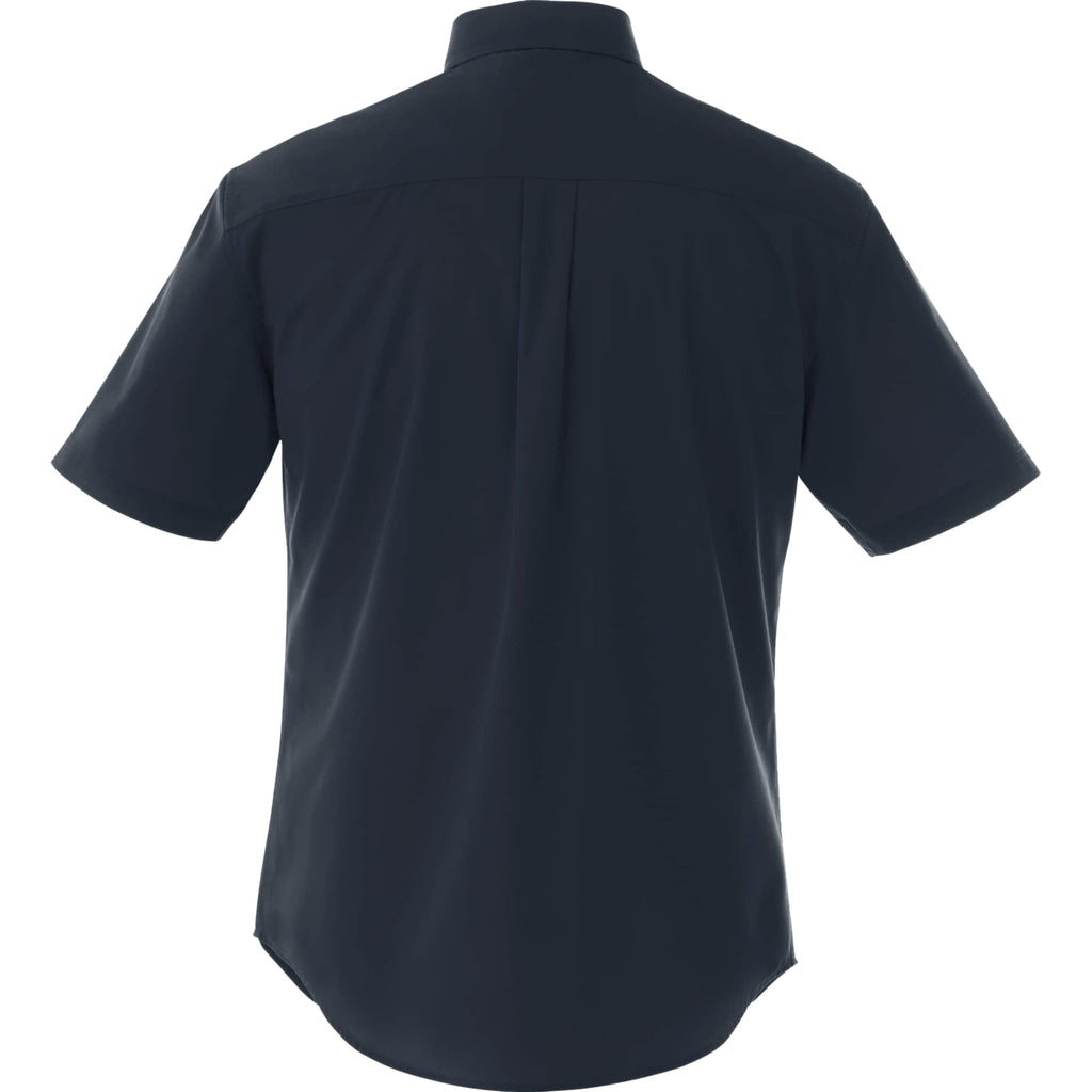 Stirling Short Sleeve Twill Work Shirt for Tall Men Embroidery - Navy 410 - Back Flat