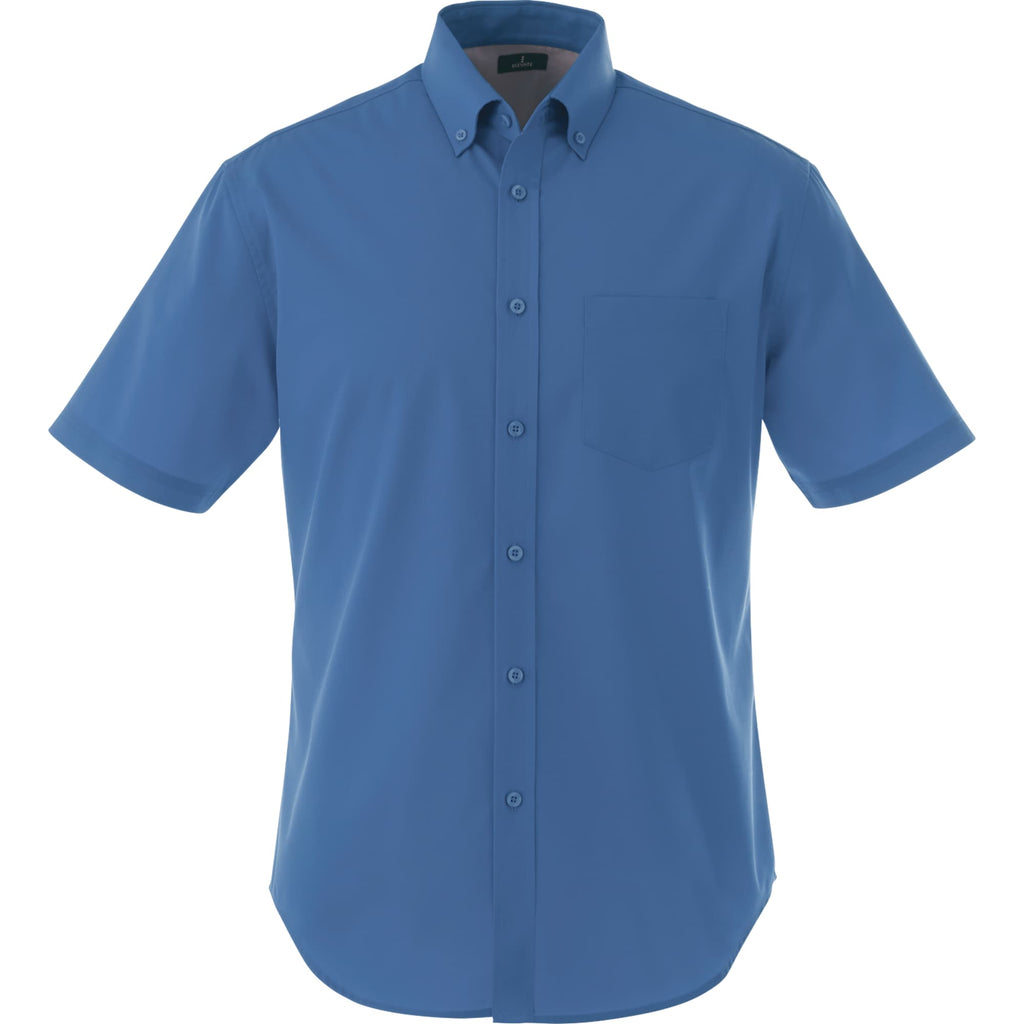 Stirling Short Sleeve Twill Work Shirt for Tall Men Transfer - Blue - Front Flat