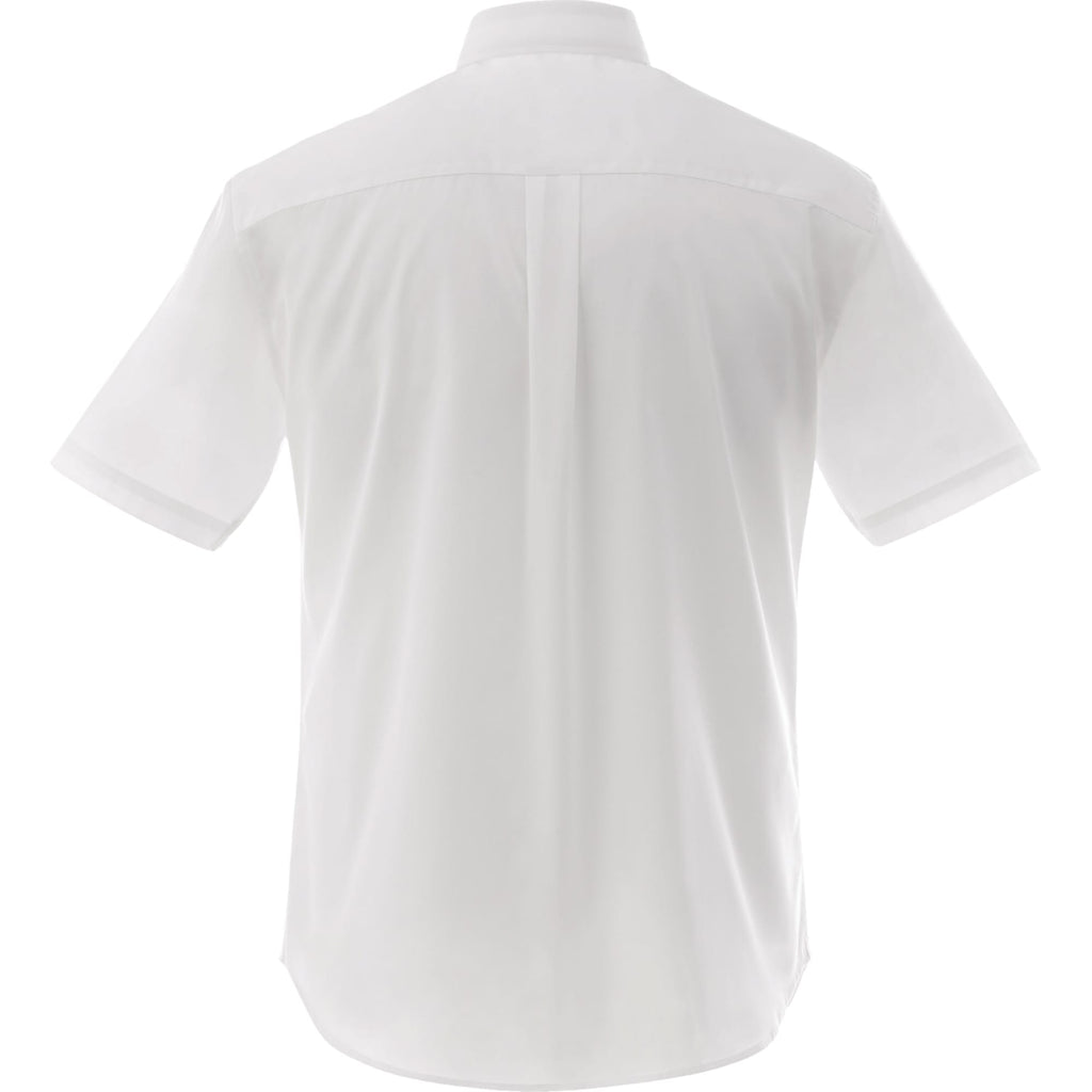 Stirling Short Sleeve Twill Work Shirt for Tall Men Transfer - White - Back Flat