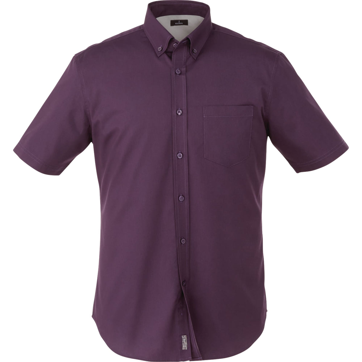 Stirling Short Sleeve Work Shirt in Poly Cotton Twill for Men Embroidery - Dark Plum - Back Flat