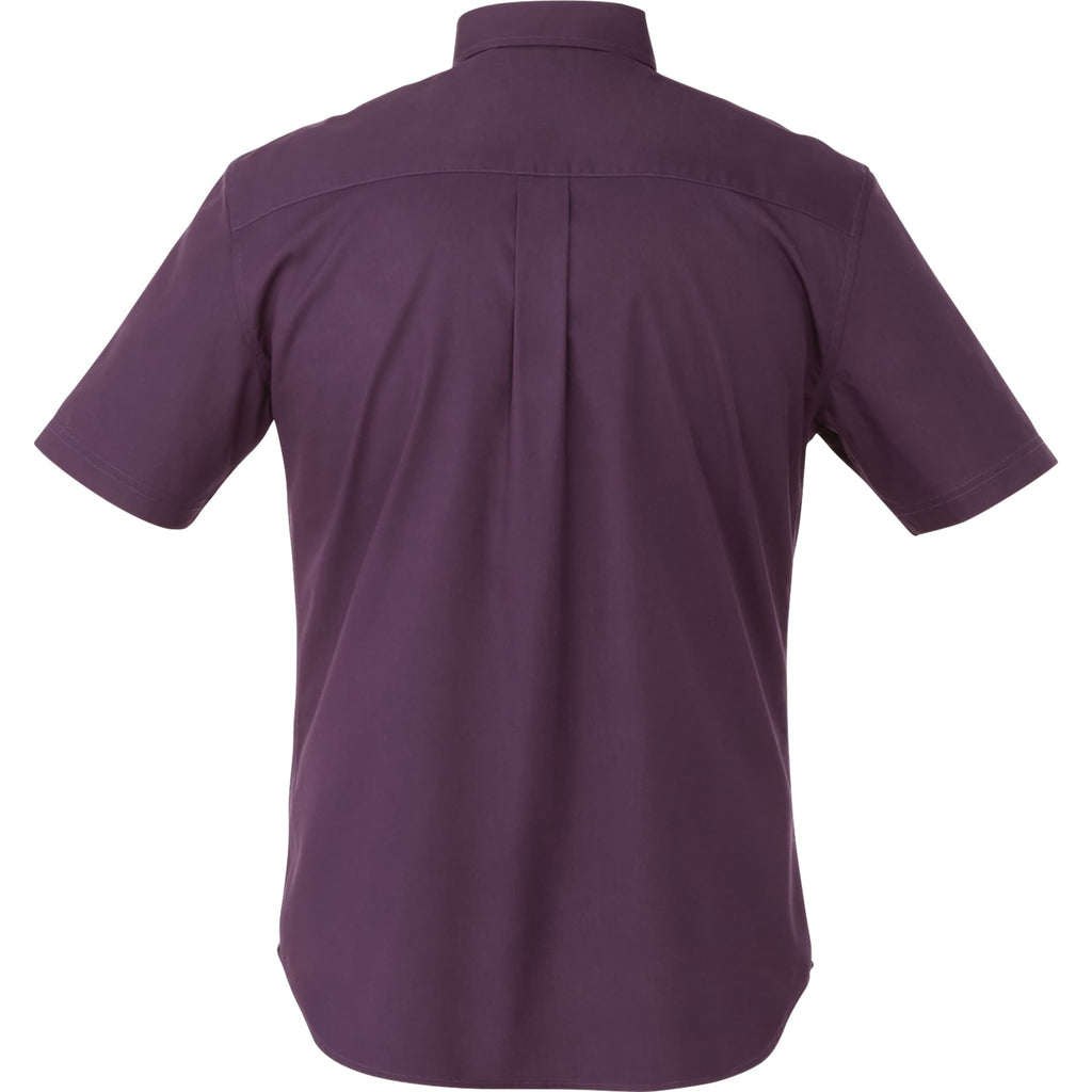 Stirling Short Sleeve Work Shirt in Poly Cotton Twill for Men Embroidery - Dark Plum - Front Flat