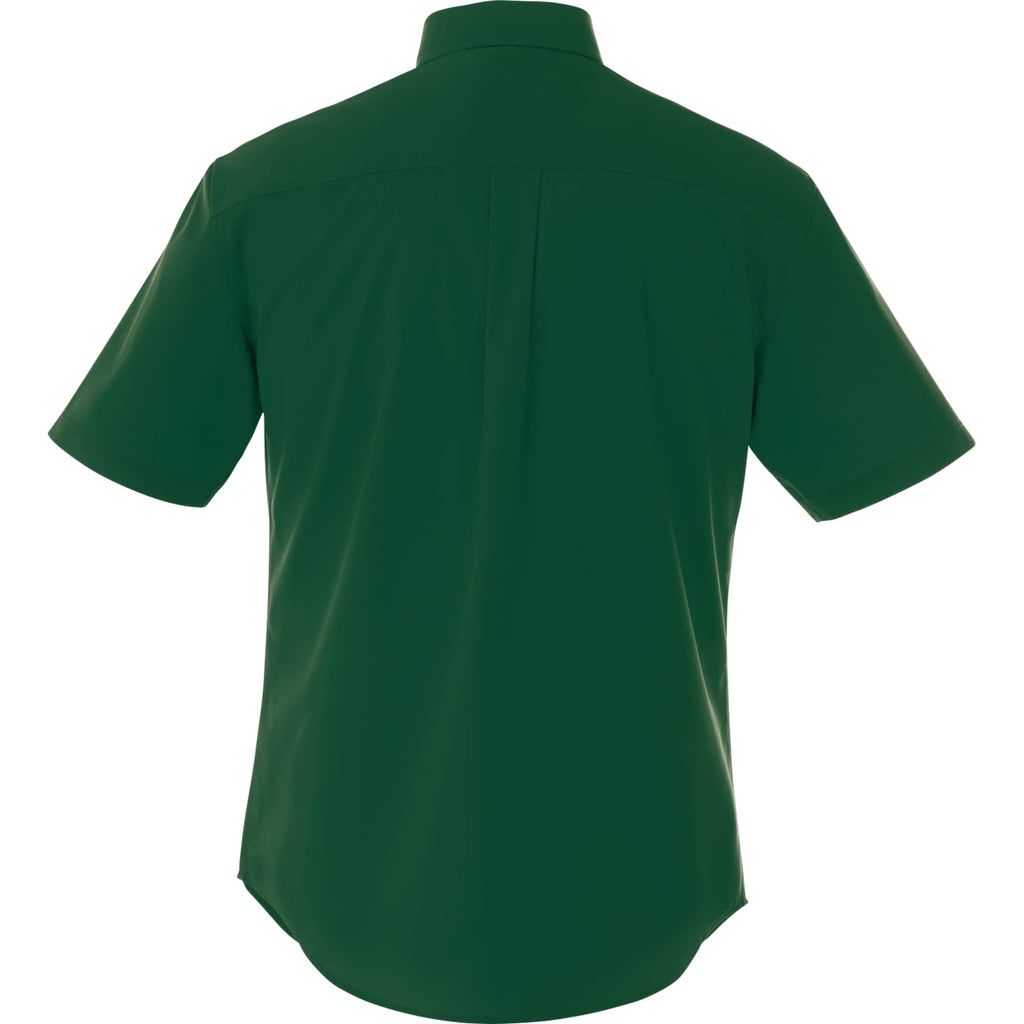 Stirling Short Sleeve Work Shirt in Poly Cotton Twill for Men Embroidery - Forest Green - Back Flat