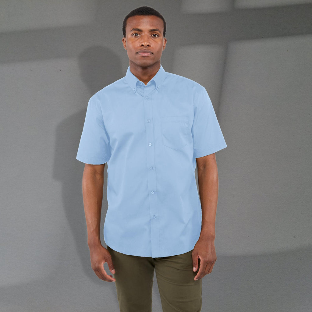 Stirling Short Sleeve Work Shirt in Poly Cotton Twill for Men Embroidery - Frost Blue - Front