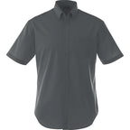 Stirling Short Sleeve Work Shirt in Poly Cotton Twill for Men Embroidery - Grey Storm - Front Flat