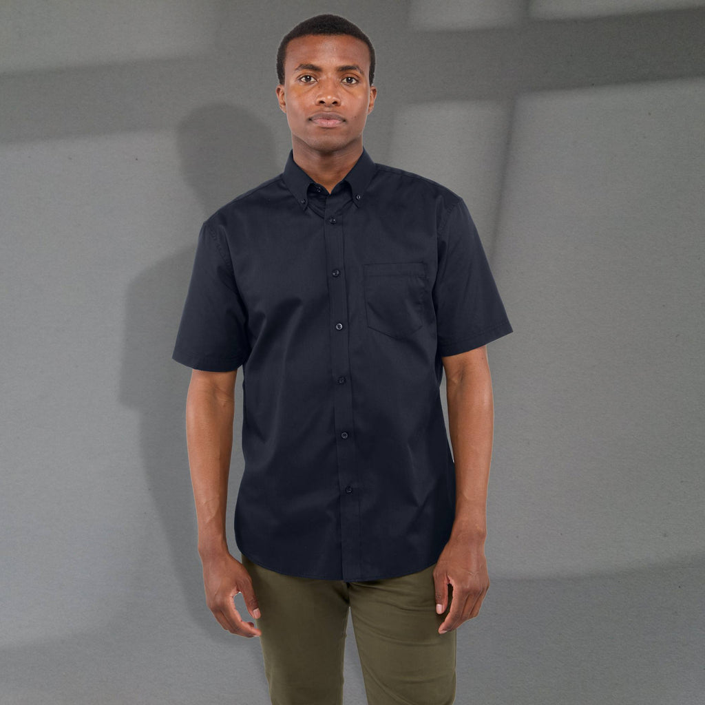 Stirling Short Sleeve Work Shirt in Poly Cotton Twill for Men Embroidery - Navy - Front