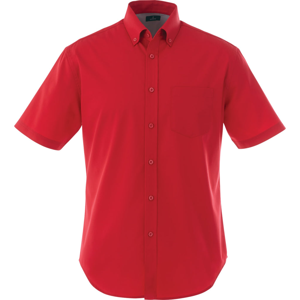 Stirling Short Sleeve Work Shirt in Poly Cotton Twill for Men Embroidery - Team Red - Front Flat