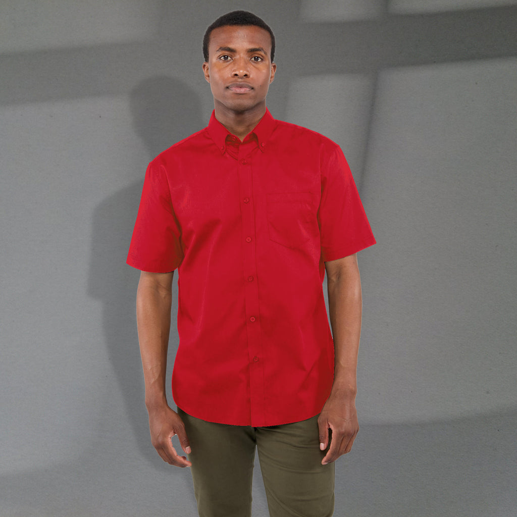 Stirling Short Sleeve Work Shirt in Poly Cotton Twill for Men Embroidery - Team Red - Front