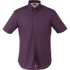 Stirling Short Sleeve Work Shirt in Poly Cotton Twill for Men Transfer - Dark Plum - Back Flat