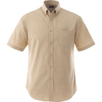 Stirling Short Sleeve Work Shirt in Poly Cotton Twill for Men Transfer - Desert Khaki - Front Flat