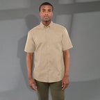 Stirling Short Sleeve Work Shirt in Poly Cotton Twill for Men Transfer - Desert Khaki - Front