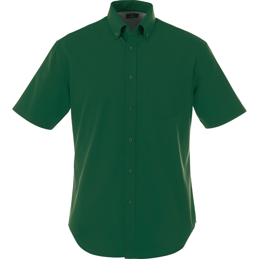 Stirling Short Sleeve Work Shirt in Poly Cotton Twill for Men Transfer - Forest Green - Front Flat