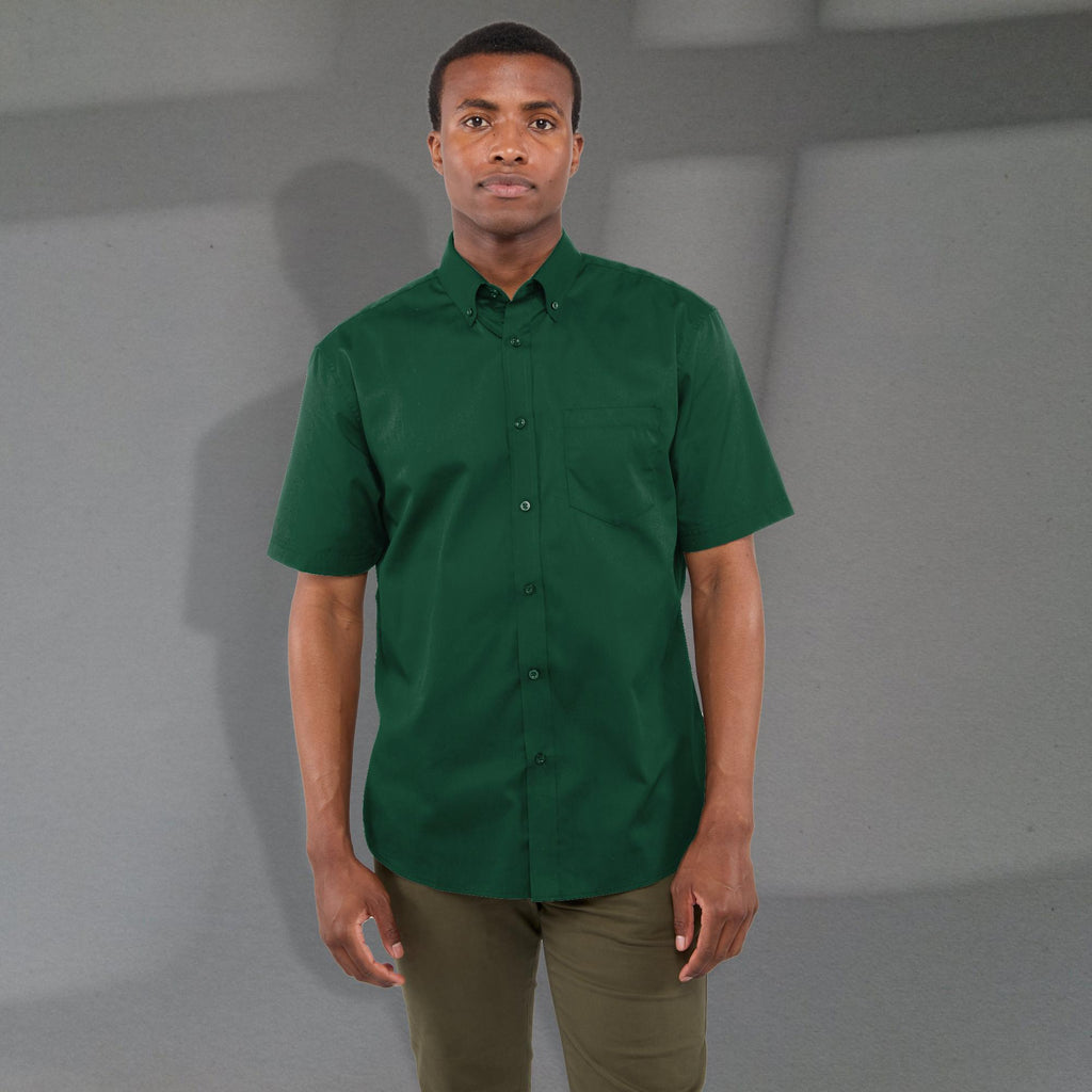Stirling Short Sleeve Work Shirt in Poly Cotton Twill for Men Transfer - Forest Green - Front