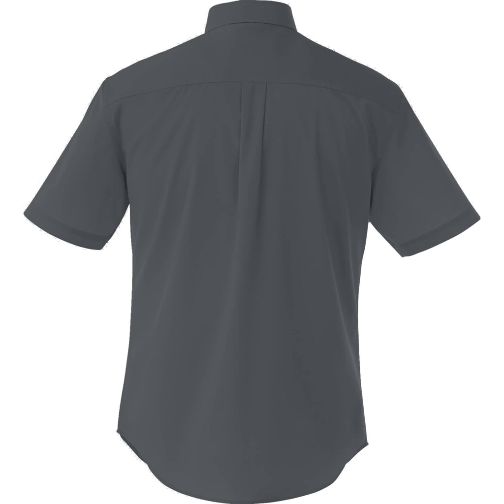 Stirling Short Sleeve Work Shirt in Poly Cotton Twill for Men Transfer - Grey Storm - Back Flat