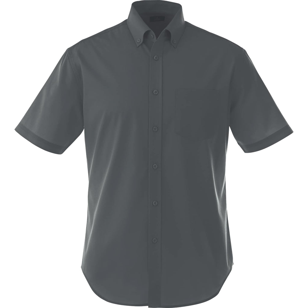 Stirling Short Sleeve Work Shirt in Poly Cotton Twill for Men Transfer - Grey Storm - Front Flat