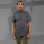 Stirling Short Sleeve Work Shirt in Poly Cotton Twill for Men Transfer - Grey Storm - Front