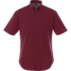 Stirling Short Sleeve Work Shirt in Poly Cotton Twill for Men Transfer - Maroon - Front Flat