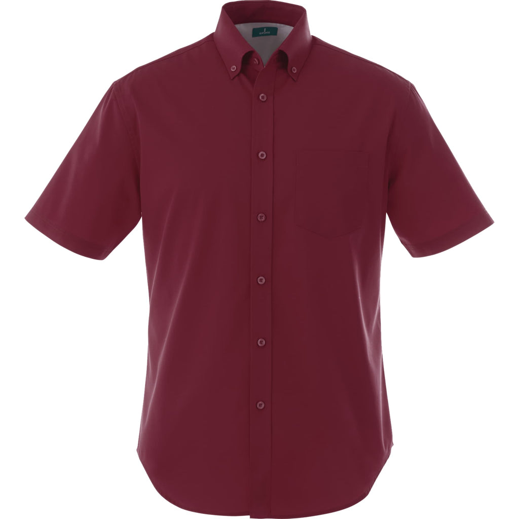 Stirling Short Sleeve Work Shirt in Poly Cotton Twill for Men Transfer - Maroon MA - Front Flat